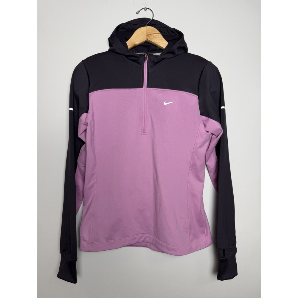 Nike Running Pullover Women Medium Purple Dri-Fit Swoosh Quarter Zip Performance